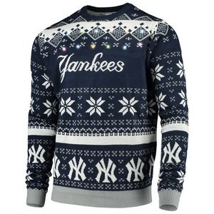 NEW New York Yankees Navy Wordmark Light Up Sweater Navy Size XL